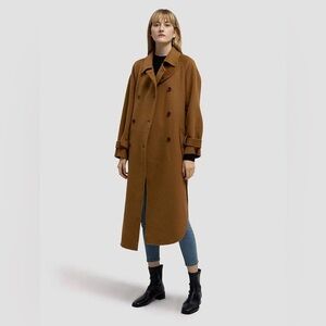 LATTELIER side slit‎ double breasted wool coat in camel brown tan size small